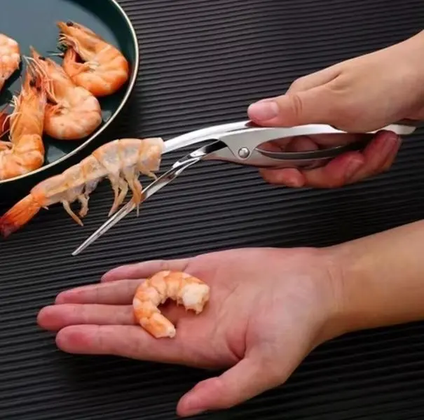 Shrimp Deveiner & Shell Remover Stainless Steel Seafood Prep Tool Ergonomic Fishbone Design Easy Shell Vein Removal Compact Kitchen Gadget