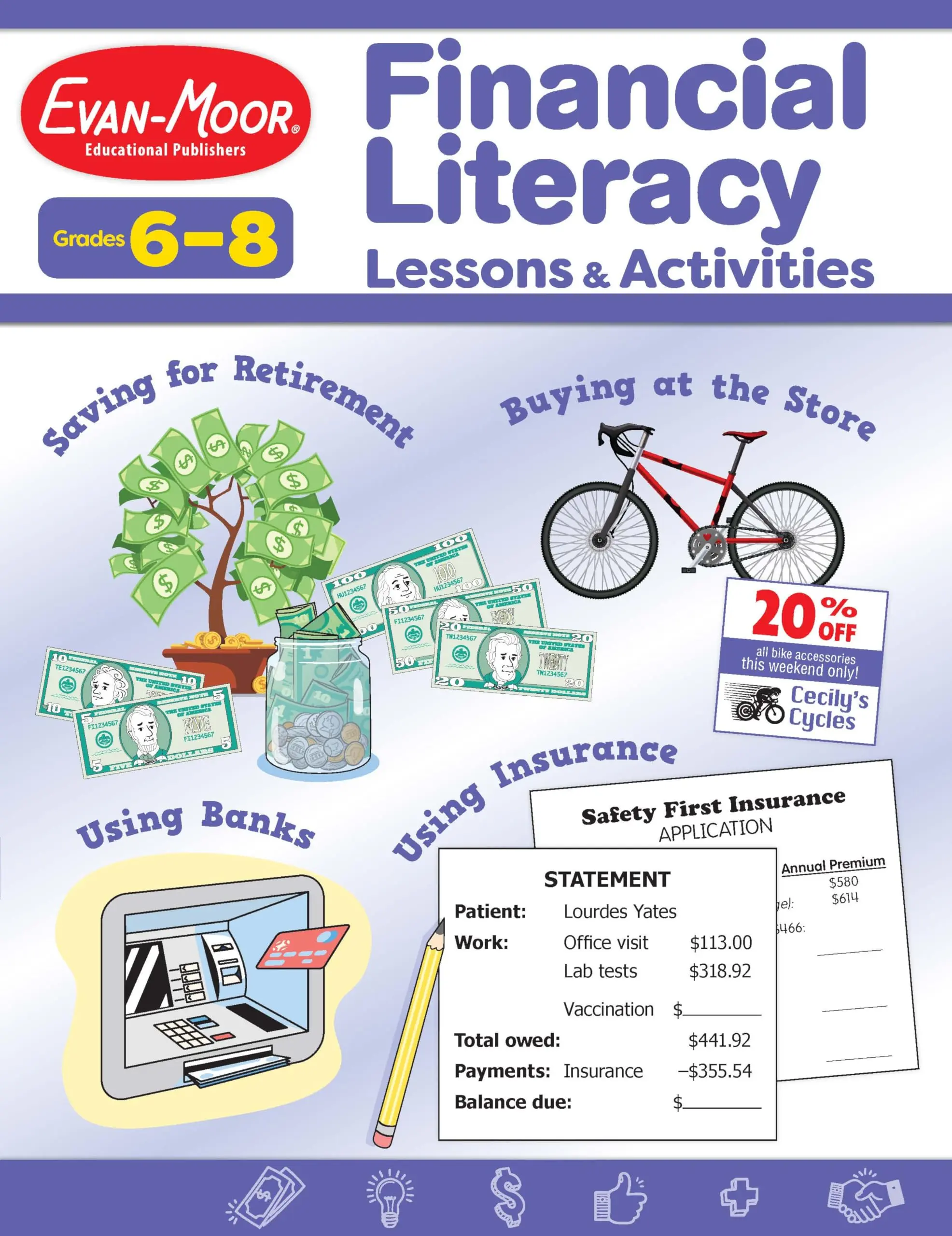 Financial Literacy Lessons and Activities, Grade 6 - 8 Teacher Resource -- Evan-Moor Educational Publishers - Paperback