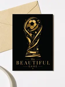 The Beautiful Game Football Card, Luxury Soccer Trophy Greeting Card for Sports Fans