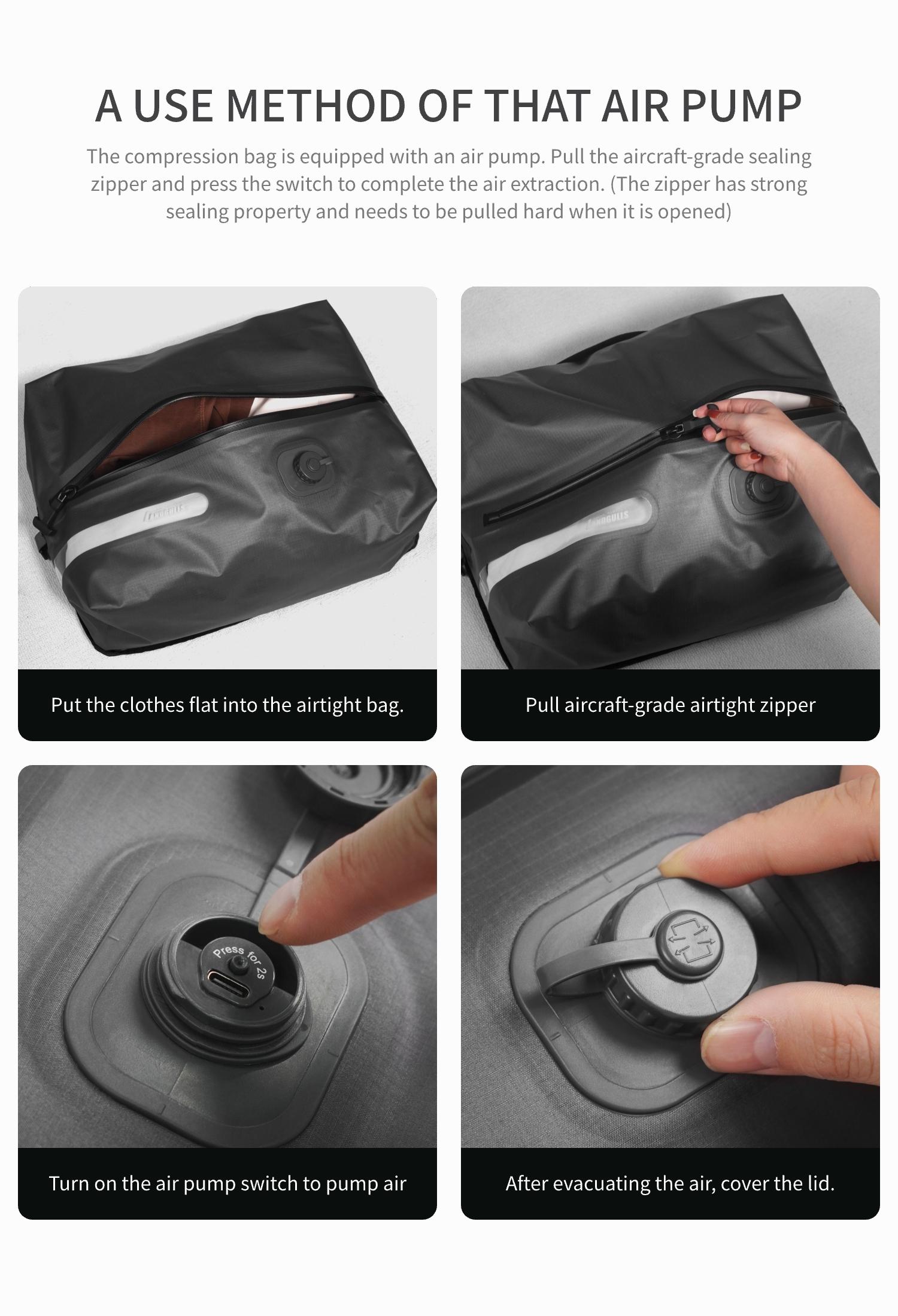 【CHAOFANJI】4-pack/Integrated vacuum bag/Automatic vacuum bag/Comes with rechargeable air pump/Travel compression bag