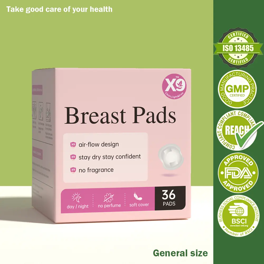 X9 disposable breast pads,barrier pads for breast milk,Ultra-thin model, breathable type breast pads,Super Absorbent Snug Fit and Skin-FriendlyClinically Tested Safe,Suitable for pregnant women（General size-36Pads）