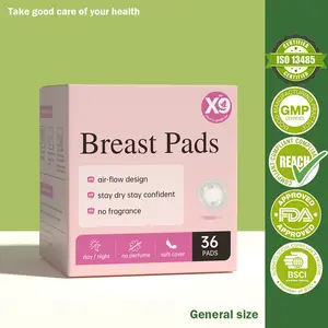 X9 disposable breast pads,barrier pads for breast milk,Ultra-thin model, breathable type breast pads,Super Absorbent Snug Fit and Skin-FriendlyClinically Tested Safe,Suitable for pregnant women（General size-36Pads）