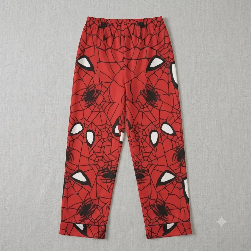 Red Spider Web Pajama Pants, Lounge Bottoms, Cozy Soft Sleep Pants for Men & Women, Comfy Pajamas Gift