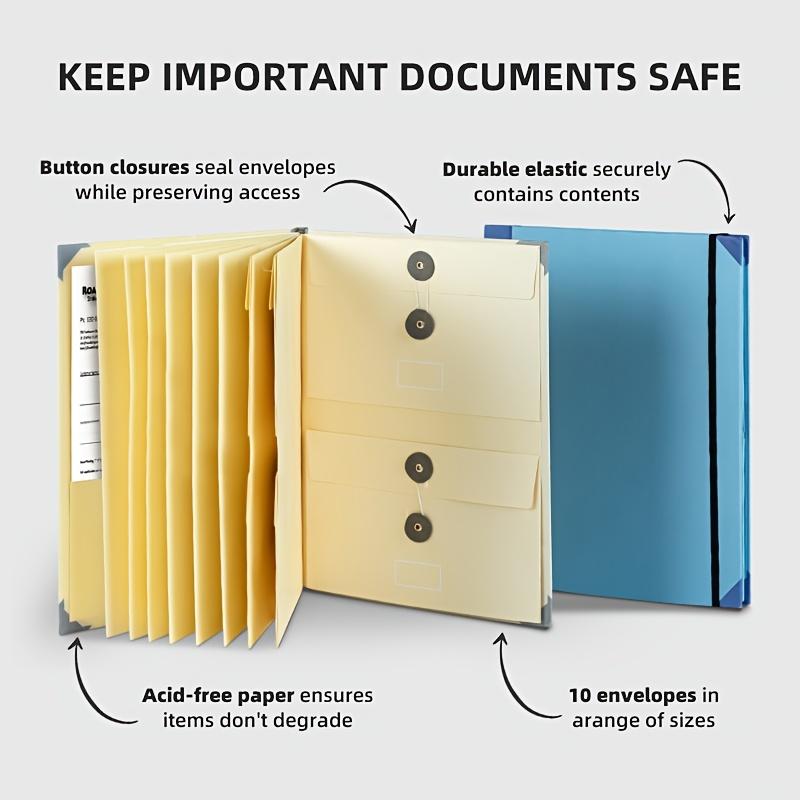 Multifunctional Document Organizer Binder - Expandable & Foldable File Folder with Label Tabs, Durable Paper Material, 12.99x10.71 Inches for Office, School, Home Organization - Bills, Receipts, Passport Storage