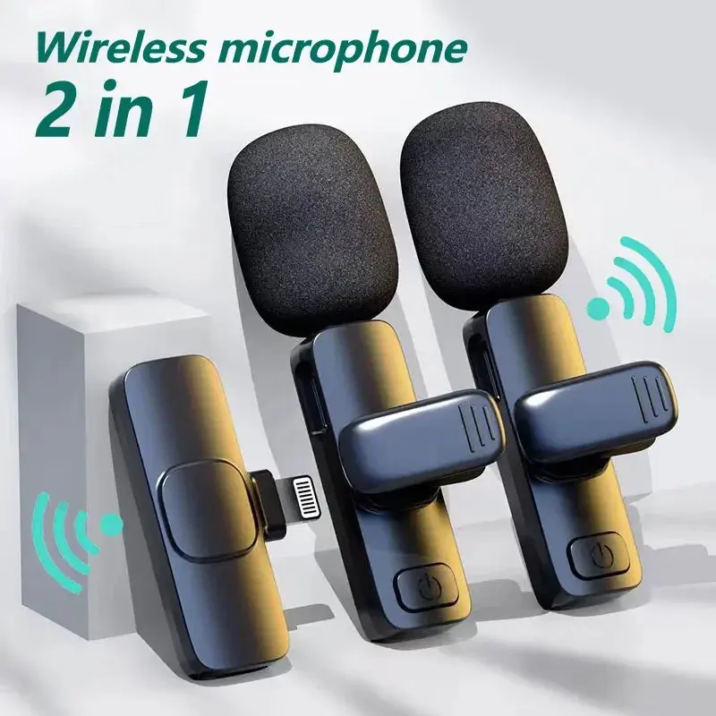 Lavalier Wireless Bluetooth Microphone Portable Audio Video Recording Mini Mic For iPhone Live Broadcast Gaming Phone Type-C