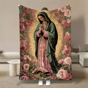 Our Lady of Guadalupe, Guadalupe Virgin, Religion, Christian Flannel Blanket, Suitable for All Seasons, Comfortable Warm Soft Sofa Blanket, Travel, Camping, Outdoor, Living Room, Office, Bed and Travel Blanket, Men, Women, Elderly, Perfect Gift