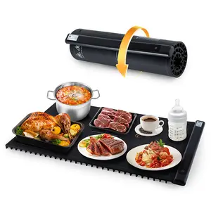 Food Warming Mat for food, Electric Warming Tray with 17 Temp Setting, 3 Hours Timer, Full-Surface Heat in 10s, Portable & Rollable Versatile Food Warmer for Countertop for Gatherings, Parties