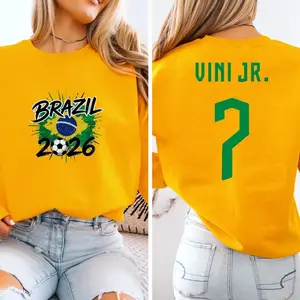 Brazil #7 Vinicius Star Player Shirt, Soccer Gift World Tournament Graphic Tee, Sports Soccer Jersey Fan Unisex T-Shirt