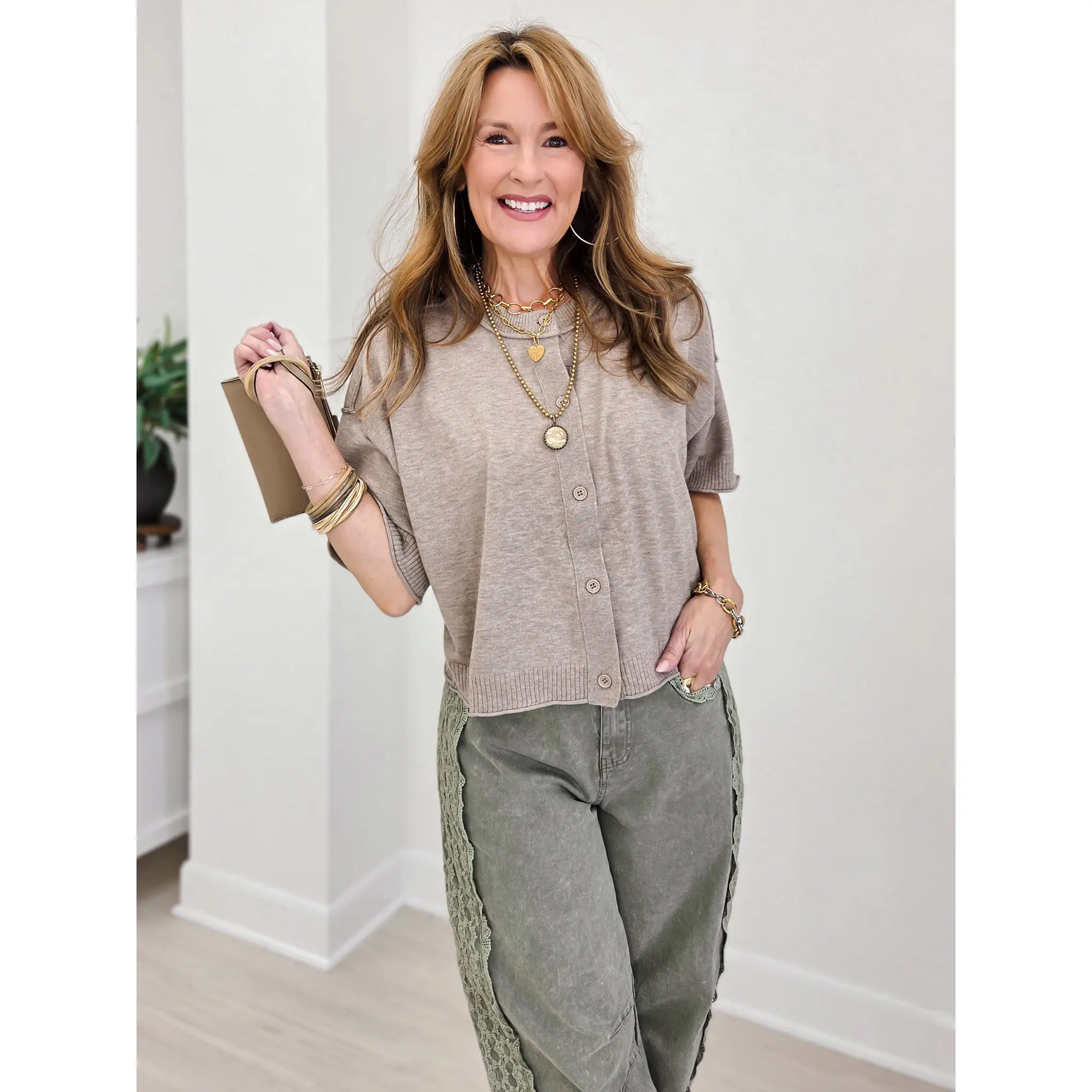 Crew-Neck Cashmere Cardigan