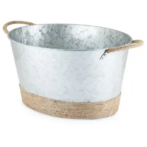 Twine Jute Rope Wrapped Galvanized Tub Twine Jute Rope Wrapped Galvanized Tub