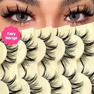 5 Pairs False Eyelashes, Small Devil Design, Transparent Comic Lashes, Cosplay, Reusable, Natural, Curling, Comfortable, Versatile