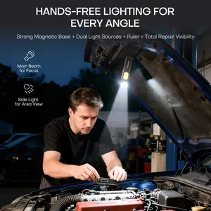 Rechargeable Red Laser EDC Flashlight, 1500 Lumens Flat Flashlights with Red&Blue Light– Small LED Flash Light, Multi-Color Side Lights, Magnetic Base, USB-C Charging, Dual Switch for Checking, Working, Emergency