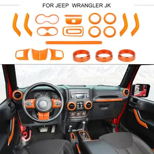 Custom For 2011-2017 Jeep Wrangler JKU 4Door Interior Decoration Trim Kit Full Set Cover Car Accessories Dashboard