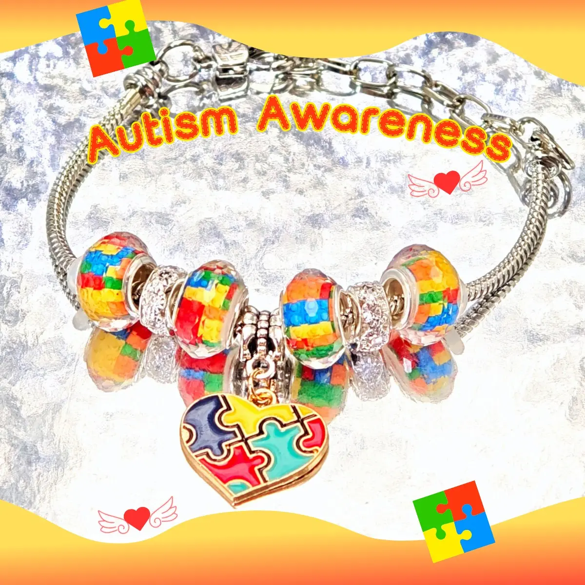 Colorful Puzzle Heart Bracelet, Autism Awareness Bracelet, Party Gift, Activity DIY Encouragement Gift, Perfect for Special Occasions, inspirational bracelet, Accessories