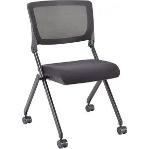 Lorell  Mesh Back Nesting Chair, Black