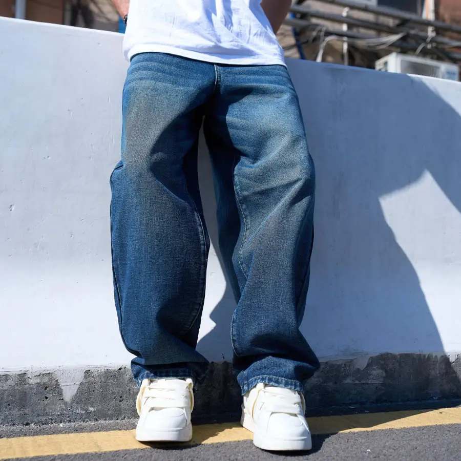 Baggy Jeans Men Pants Streetwear Men's  Quality Relaxed Fit Casual Loose Straight Denim Trousers Fathersdaygift Menswear baggy pants baggy jeans men Classic Stylish Plain Deals For You