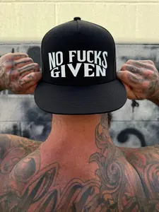 NO FUCKS GIVEN BLACK FLAT BILL HAT