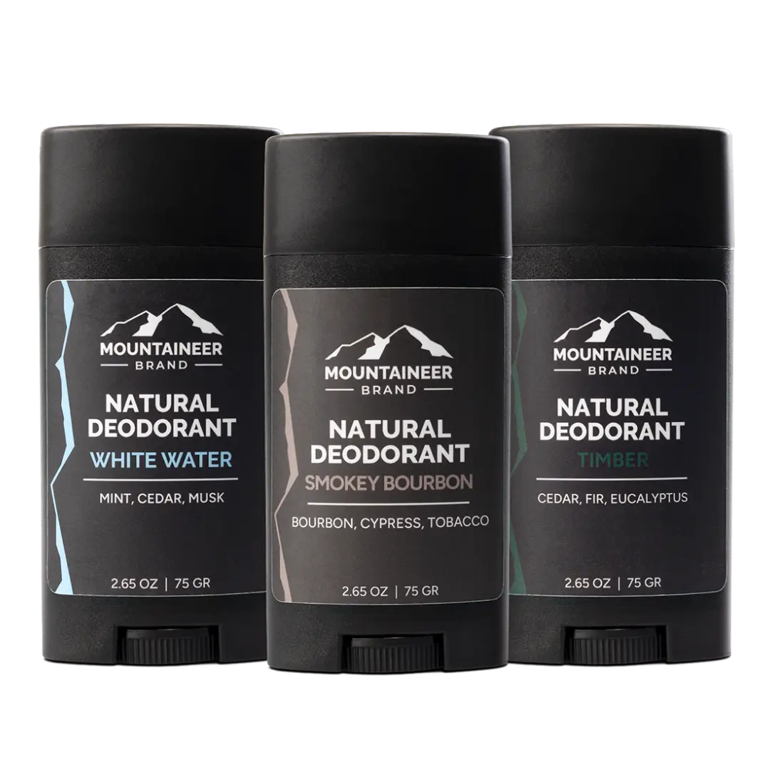 Mountaineer Brand Natural Deodorant for Men, Magnesium & Aluminum-Free Stick, Sensitive Skin Body Care, Best-Selling Scents Variety 3-Pack, 2.65 oz