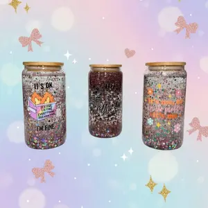 Premade glass Snow Globe Cups 16 oz Fully Sparkly Perfect for Gifts Parties Everyday Sparkle