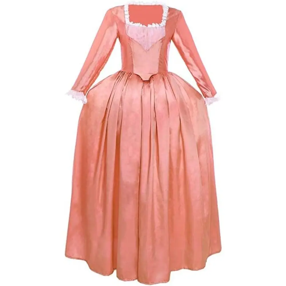 Women's Revolutionary-Era Inspired Hip Elegant Historical Costume Gown - Pink, Period-Accurate Cut, Fashionable Polyester Fabric