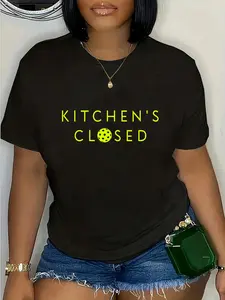 100% Cotton Kitchen's Closed Pickleball Performance Unisex-Adult Humorous Pickleball T-Shirt Black Short Sleeve T-Shirt
