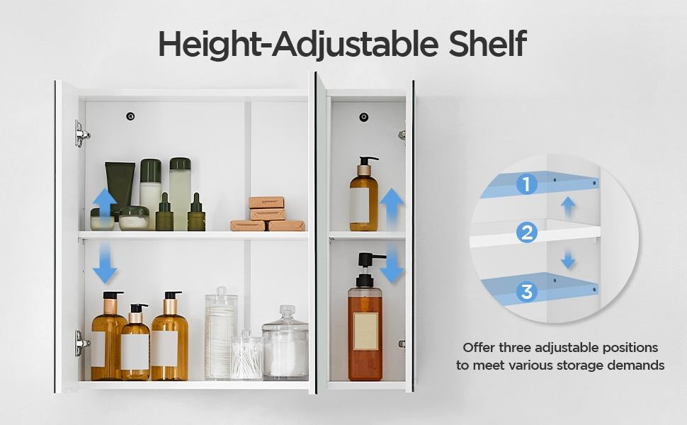 【3 doors】Yaheetech Frameless Mirror Cabinet, Medicine Cabinet with Three Frameless Mirrored Doors, Bathroom Mirror with Storage and Adjustable Shelf, Wall-Mounted Storage Cabinet for Living Room, Laundry Room, Mudroom