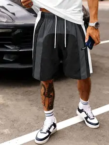 Men's Summer Colorblock Shorts, Elastic Waistband and Side Pockets, Lightweight Breathable Fabric, Casual Beach and Outdoor Gym Shorts, Running Workout Shorts