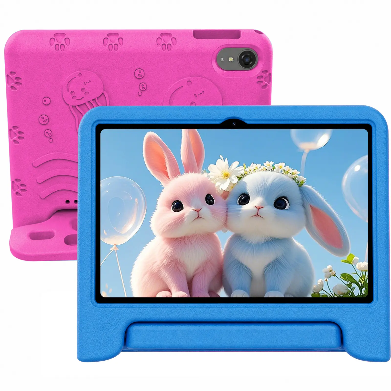 JUNINKE 10 inch Kids Tablet, Android 15 Tablet for Kids with Shockproof Case, 64GB Storage, Quad-Core, Dual Camera, Parental Controls, 2.4G WiFi, Educational Tablet for Boys and Girls