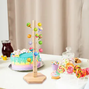 1 Set of Wooden Lollipop Holder, Natural Wood Colorful Cake Stand, Candy Table Display Dessert Display Birthday Shower Party Wedding
