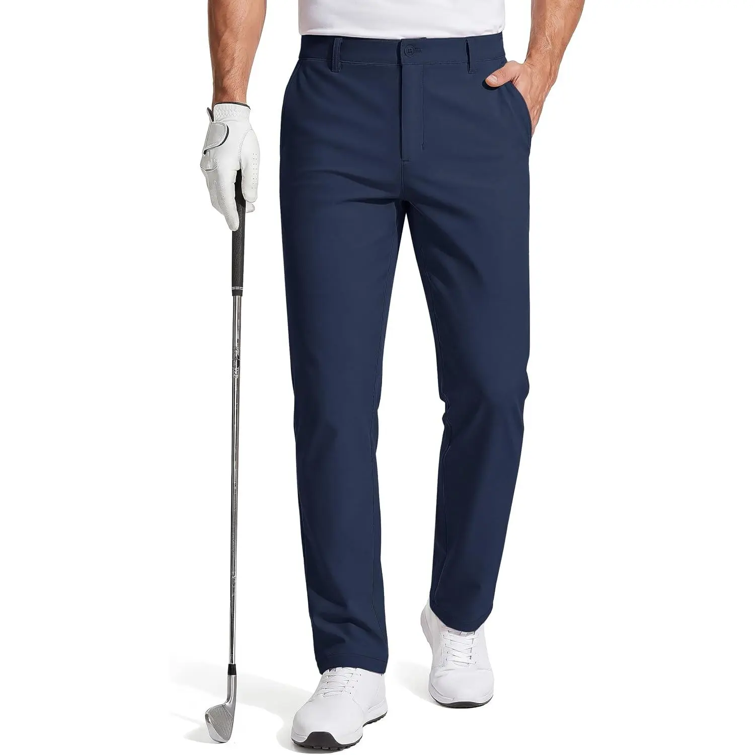 Golf Pants Men Stretch Comfy with Zipper Pockets for Dress Work | Lightweight Fabric | Moisture-Wicking | Quick Dry | Waterproof | Straight Leg | Ideal For Summer Travel Business