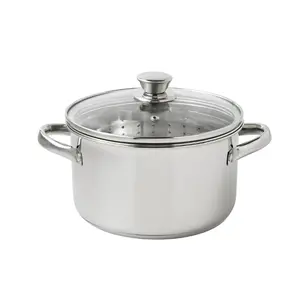 Stainless Steel 4-Quart Steamer Pot with Glass Lid, Induction Compatible, Dishwasher Safe, Ideal for Veggies & Fish Cookware Stylish