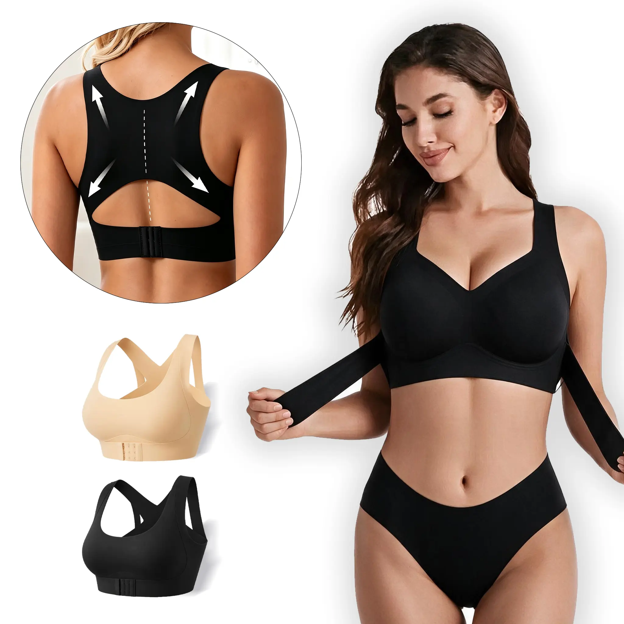 SPYROSE Women's Posture Correcting T-Shirt Bra - Crossback Strap, Breathable, Everyday Comfort, Bras for Women, Ideal for Desk & Daily Wear