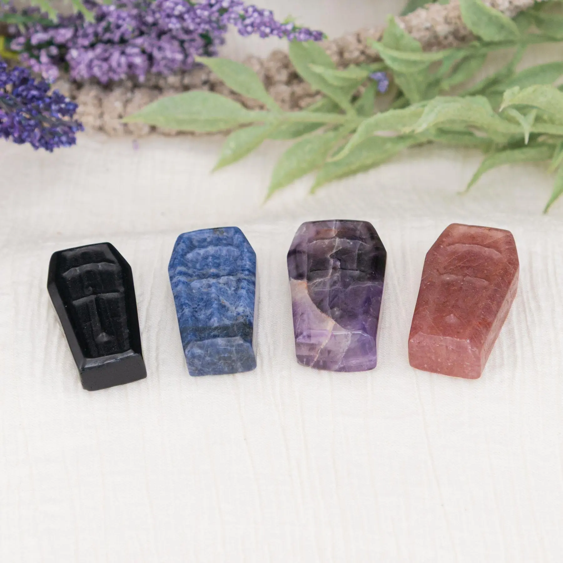 Down To Earth Crystal Coffin - 3-4cm Carved Mini Stones for Meditation & Ritual Work - Unique Keepsake for Transformation & Protection