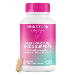 Pink Stork Postpartum Mood Support Capsules with Ashwagandha Omega-3 DHA & Chamomile for Women 1 Month Supply Healthcare Supplement Dietary Vitamin