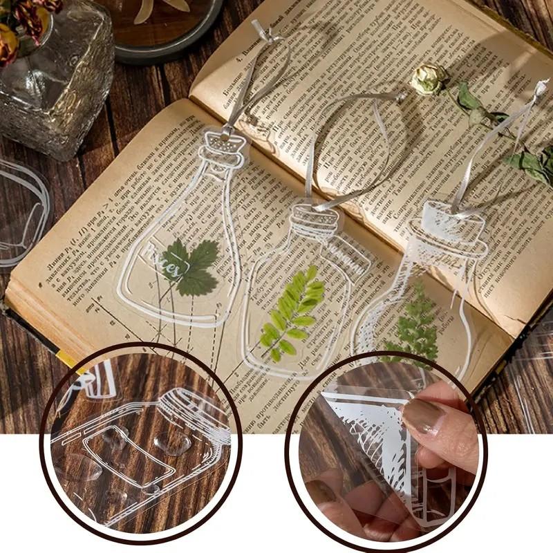 20PC DIY Bookmark Making Kit, Transparent Plant Specimen Stickers, Dried Flower Labels for Glass Bottle Crafts