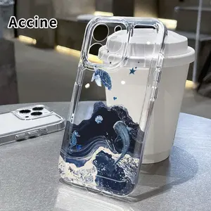 Phone case for iPhone 16 Pro Max 15 Plus 14 13 12 11 XR XS Oceanic Dreamscape Non-Yellowing Shockproof Soft Silicone Transparent Cover
