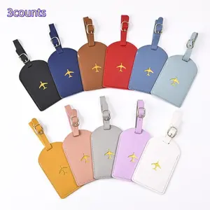 3-Piece Lightweight PU Leather Luggage Tags, Airplane Shape, Stylish Anti-Theft Travel Accessories Set, Ideal for Students and Vacationers