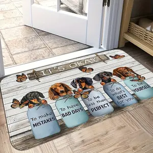 A Cartoon Dachshund Patterned Doormat, Perfect for Spring And Summer Holiday Decorations And Gifts, Ideal for Outdoor Camping - a Great Entry Mat And Home Decor Item, Thick, Soft And Colorfast Flannel