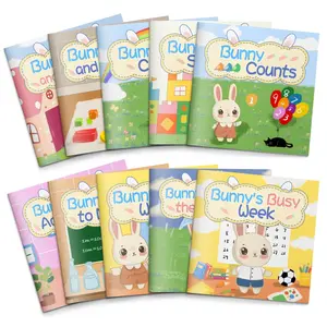 Bunny Early English Literacy Book Set  — Counting, Colors, Shapes, Matching, Time & Daily Routines