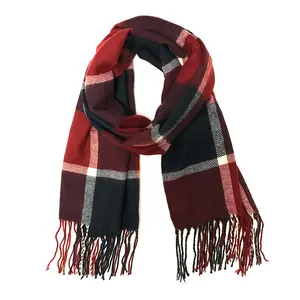 Wrapables Women's Plaid Long Scarf Wrap with Fringe