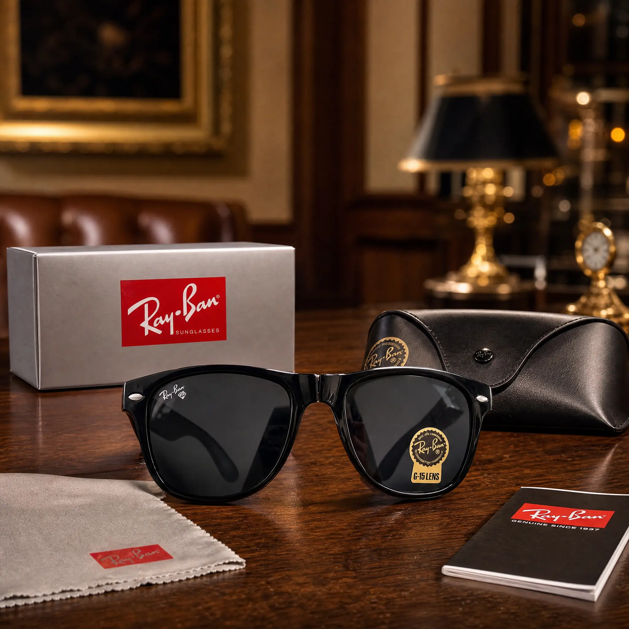 _Ray-Ban Black Polarized Sunglasses – Glossy Frame with UV400 Lens Protection for Men & Women