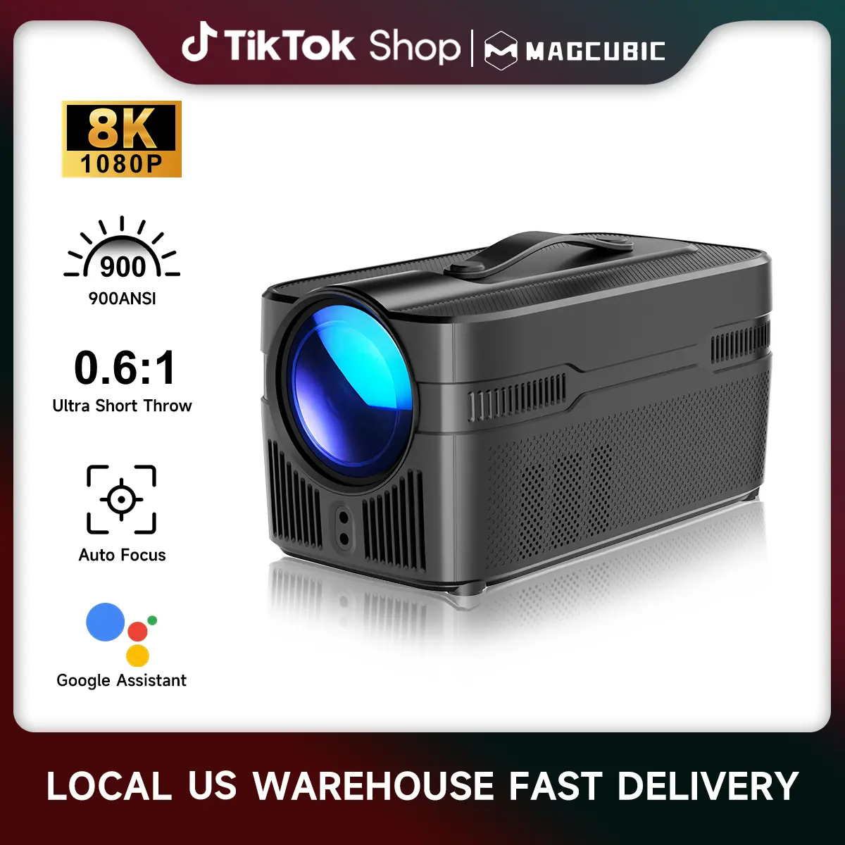 [US warehouse] Magcubic HY450C Projector Auto Focus 8K Decode 900ANSI 0.6:1 Ultra Short Throw Full HD Native 1080P Auto Offset WiFi6 BT5.4 Built-in Daul 5W HiFi Speaker Auto Keystone Correction Home Theater Black Friday Gift #TikTokShopBackToSchool