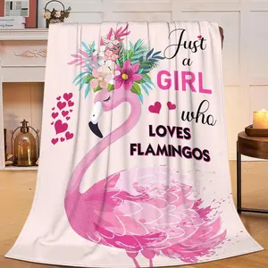 Just A Girl Who Loves Flamingos Blanket Cute Flamingo Decor Pink Throw Blanket Gifts for Girls Super Warm Soft Plush Lightweight Fleece Flannel Blanket Winter Bedding for Kids Women 50"X40"