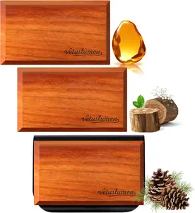 Car Air Freshener   Pack (AmberTeakPine) Wooden Air Freshener, Natural Essential Oil Scents, Car Accessories for Women, Smell Good Premium Automotive Gift Set  Metal Clip Included