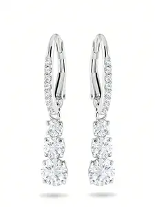 1 Pair Romantic Cubic Zirconia Sparkling Zirconia Drop Earrings For Women For Wedding Engagement Anniversary Party Jewelry Valentine's Day Gift High Quality Shining Earrings