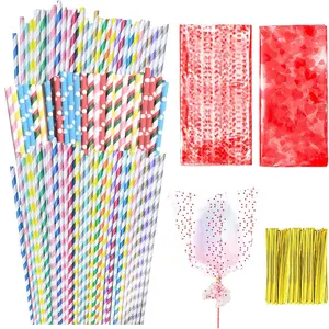 100 PCS Colorful Cotton Candy Sticks, 100 PCS Cotton Candy Bags(20×13inch) with Ties Colorful 13.8 Inches Paper Stick Candy Cones for Sugar Making Supplies Birthday Wedding Holiday Party