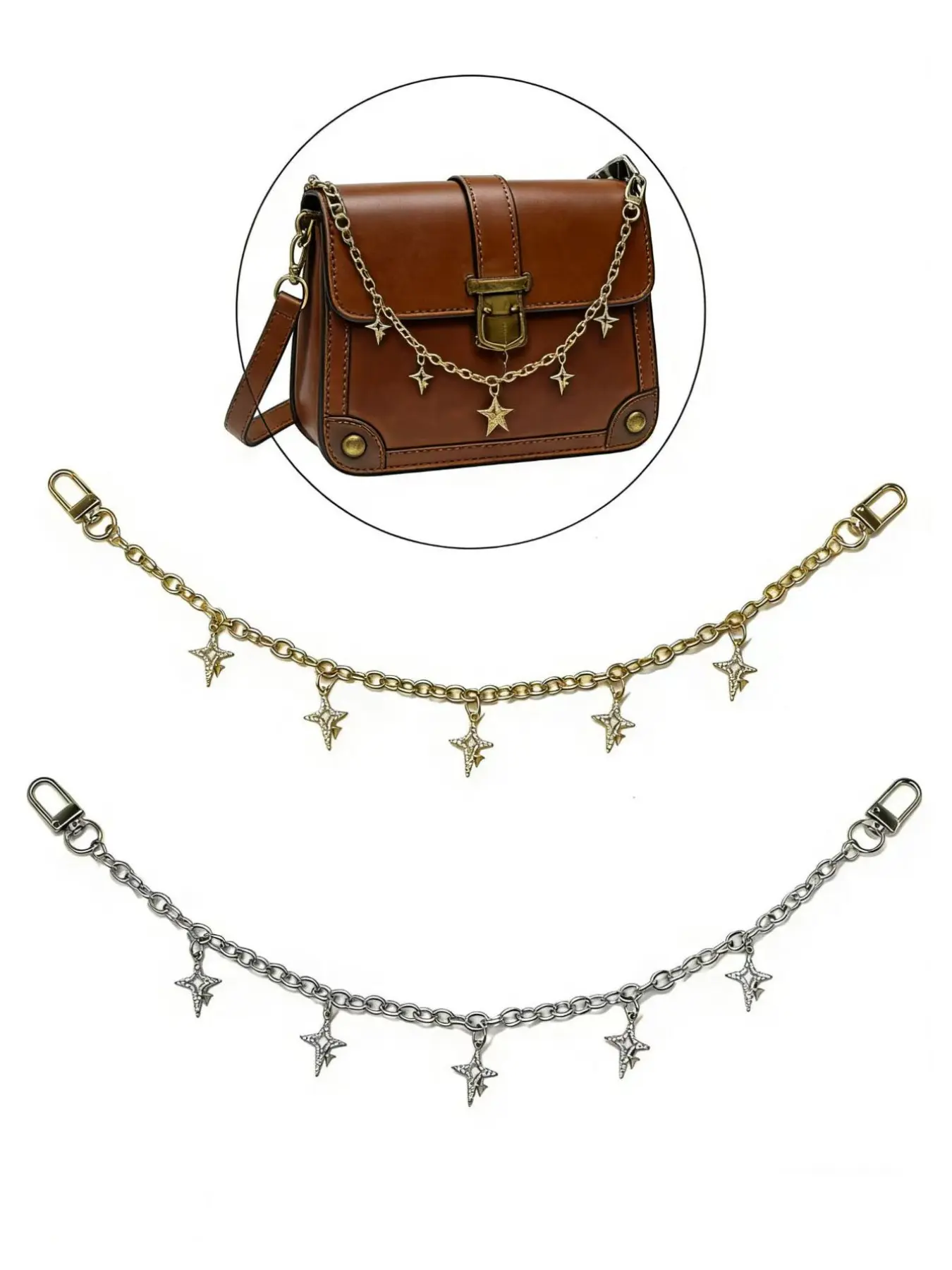 Elegant Silver Color & Bag Chain Accessory, Plain Design European Style Purse Charm, Casual All-Seasons Fashion, Purse Accessories, Handbag Accessory, Bag Decorative Chain, Chain for Purse, Accessories for Bags