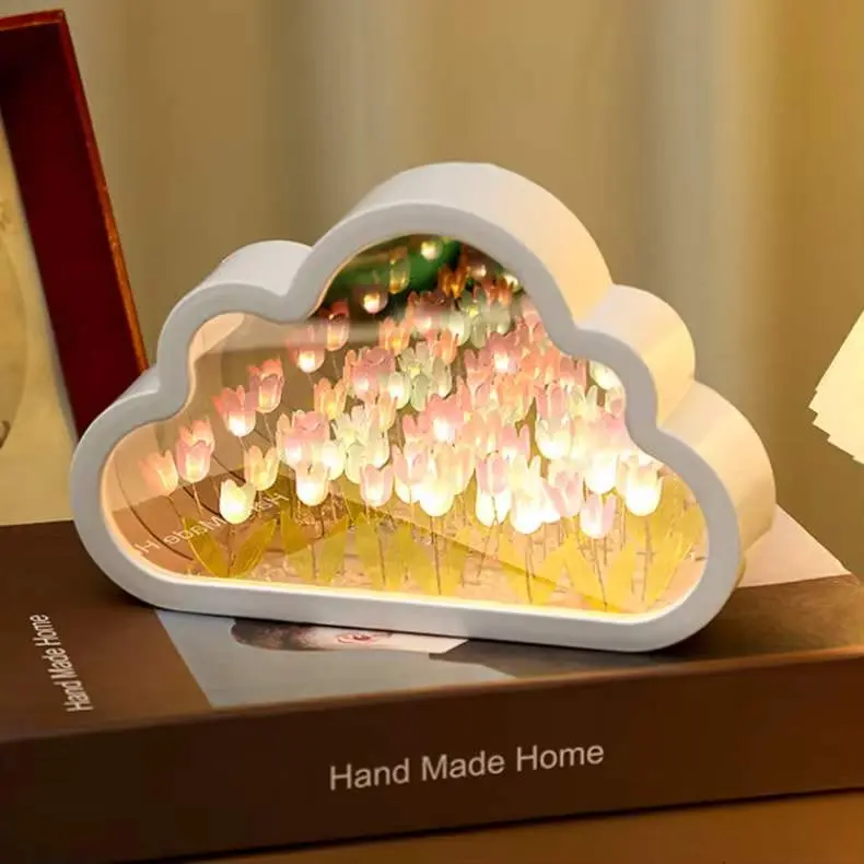 Dashie's Mirrored Rose Cloud Lamp - Hand Made Home Elegant Design for Living Rooms & Bedrooms DIY Decorative Piece