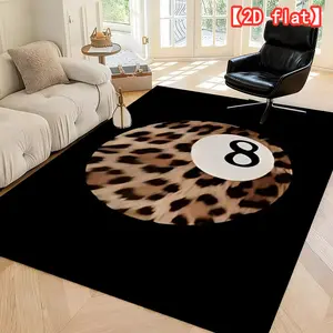 2D flat bestseller leopard print background with number 8. Machine washable indoor/outdoor soft and comfortable mat, suitable for living room, bedroom, corridor, Leopard Print Rug