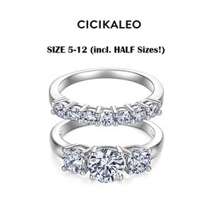 CICIKALEO 1CT Moissanite Rings for Women 3-Stone Stackable Sets Lab-Created 18K Gold Plated Wedding Band Engagement Promise Gift for Her R1 #Summervibes